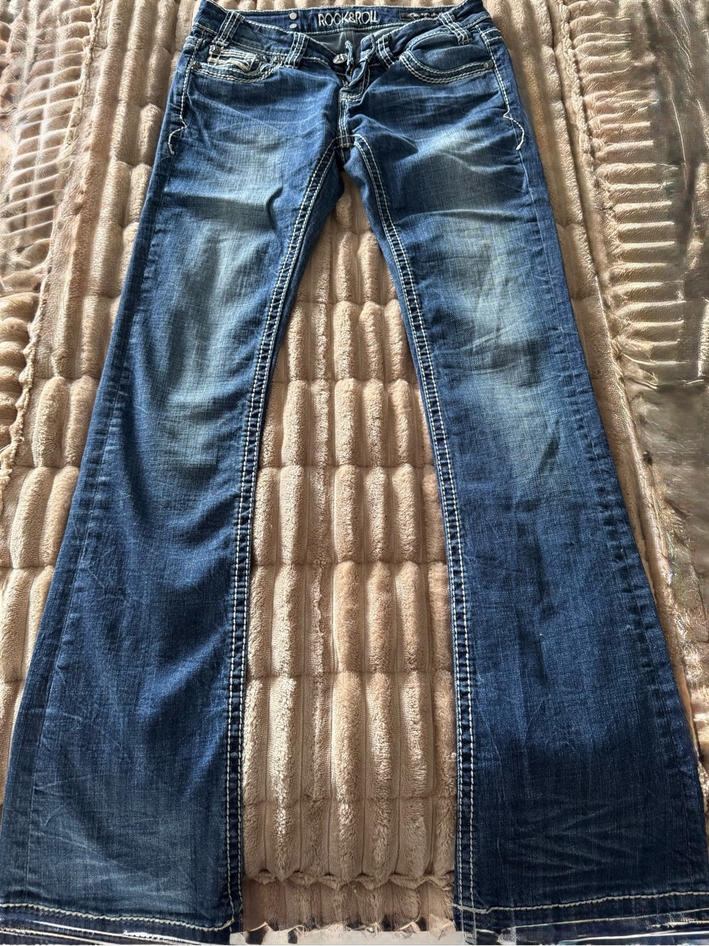 Rock & Roll Cowgirl Women's Straight Leg Jeans - Dark Blue Wash